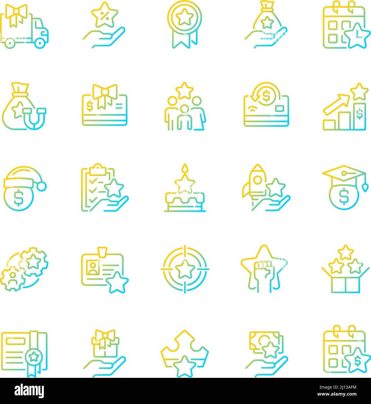 Bonuses gradient linear vector icons set Stock Vector