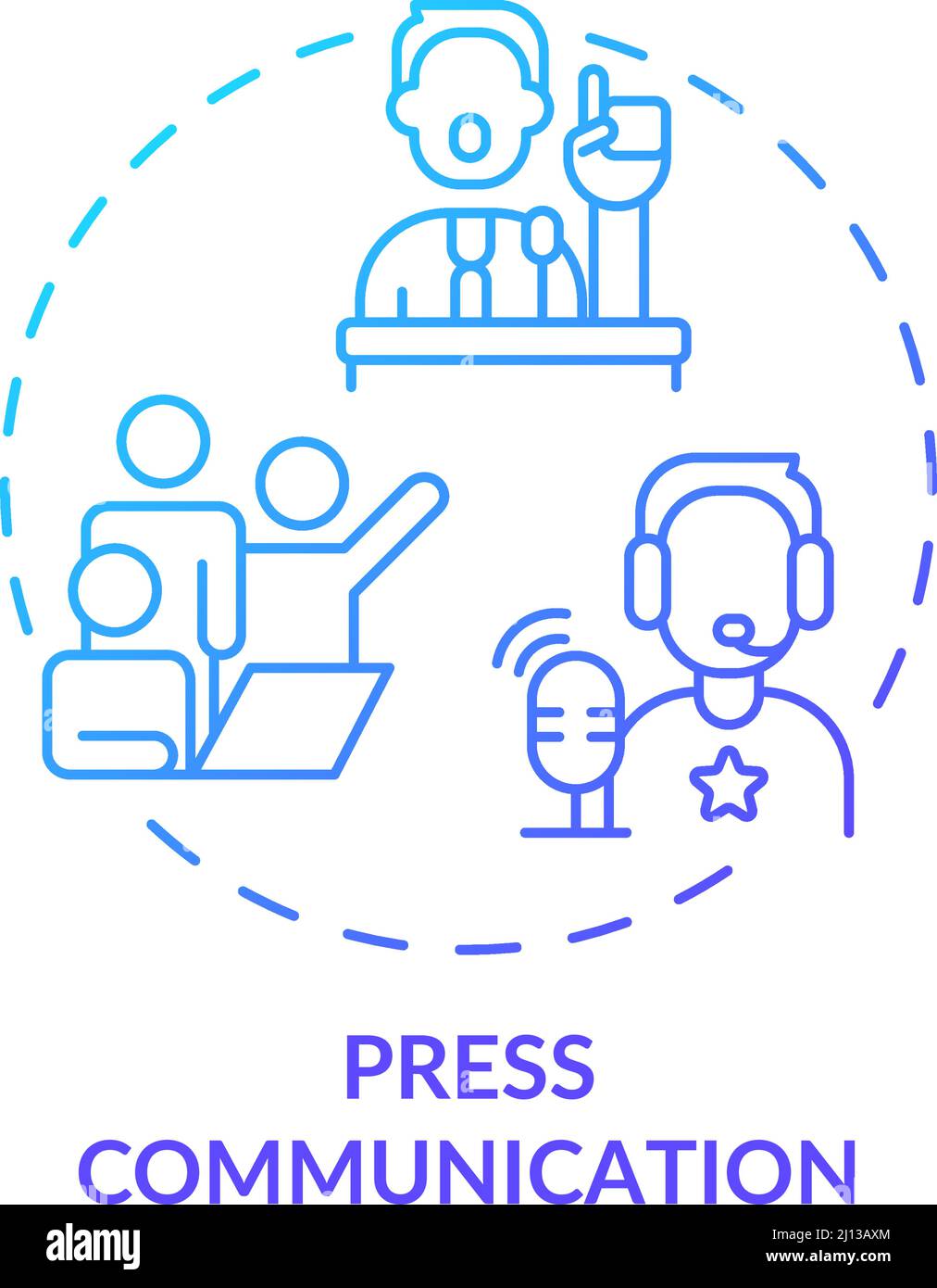Press communication blue gradient concept icon Stock Vector