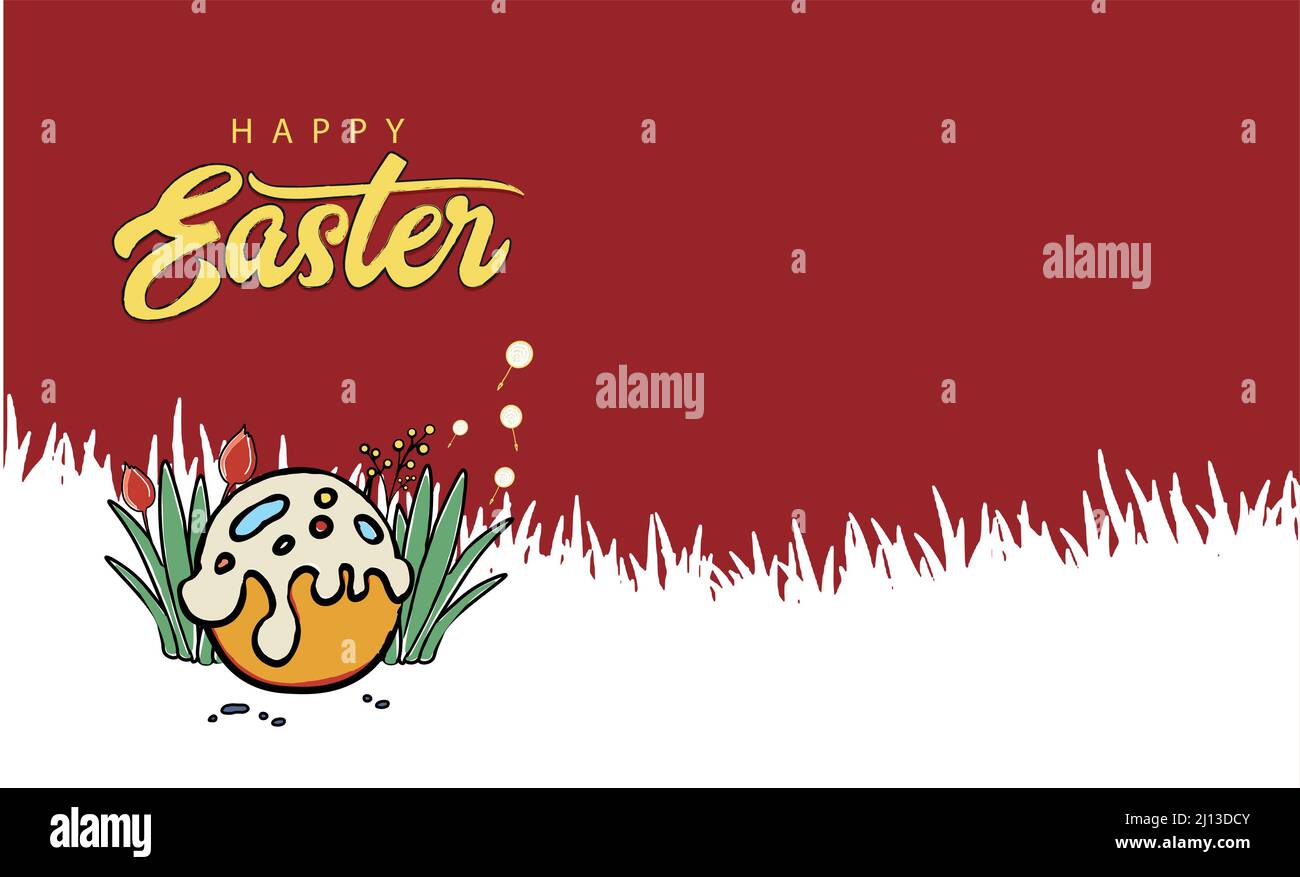 Happy easter holiday with colorful painted egg Stock Vector