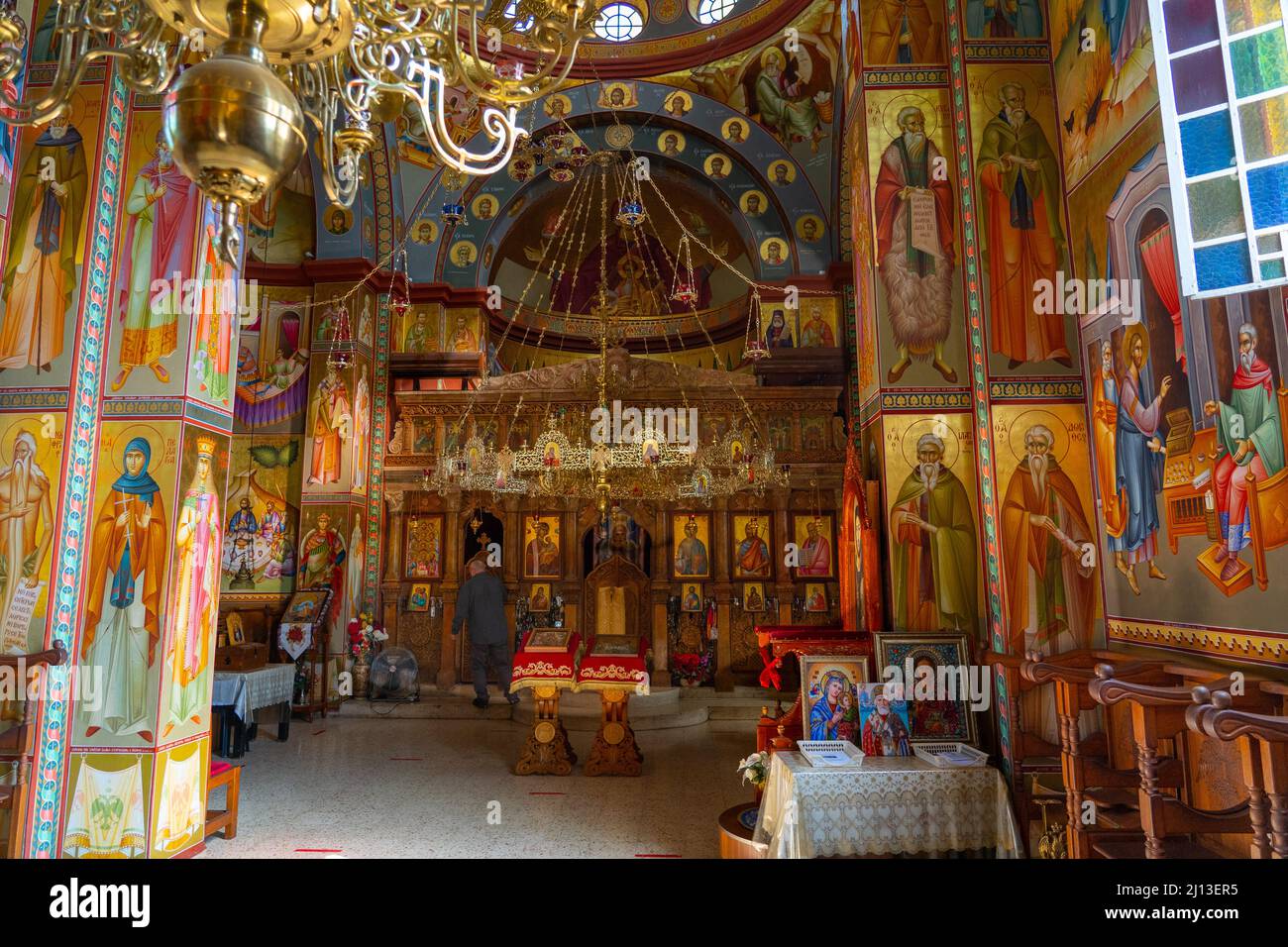 The Greek Orthodox Church of the Holy Apostles, in common use simply Church of the Apostles is the church at the centre of the Greek Orthodox Monaster Stock Photo