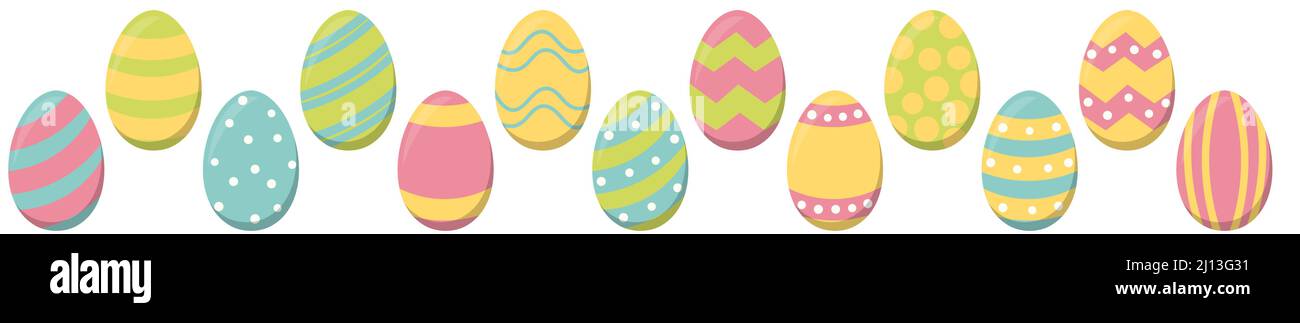 eps vector illustration collection of painted easter eggs with different colored pattern Stock Vector