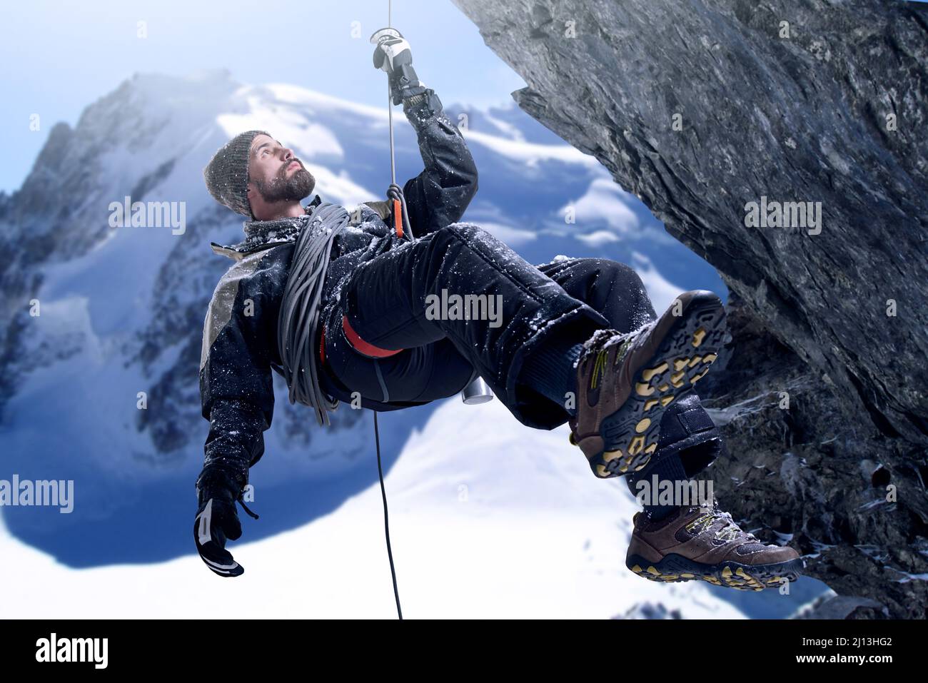 Sporty mountaineering people ice climbing hi-res stock photography and ...