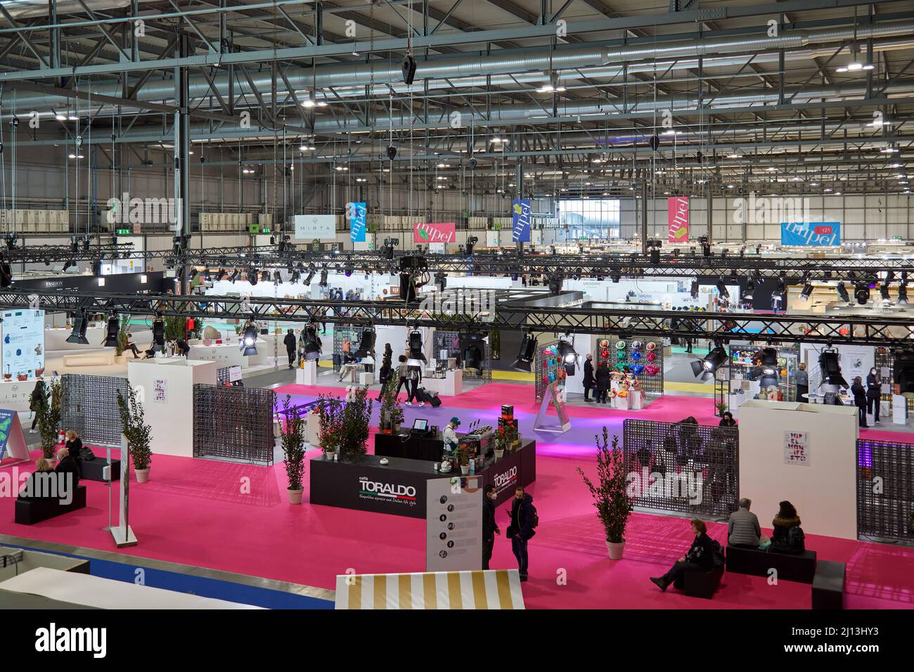 MILAN, ITALY - MARCH 13, 2022: View from above during Mipel trade show Stock Photo