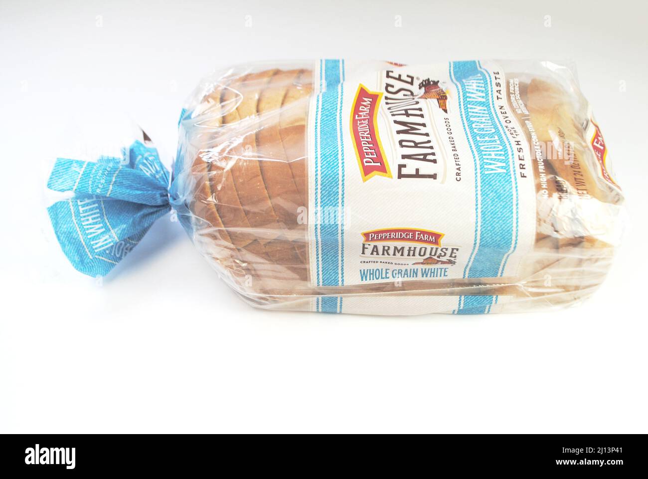Loaf of Pepperidge Brand Whole Grain White Bread Stock Photo
