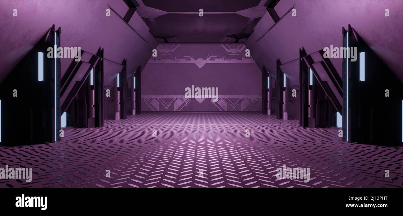 OuterSpace Club Futuristic Hallway Spaceship Interior Solid Concrete ...