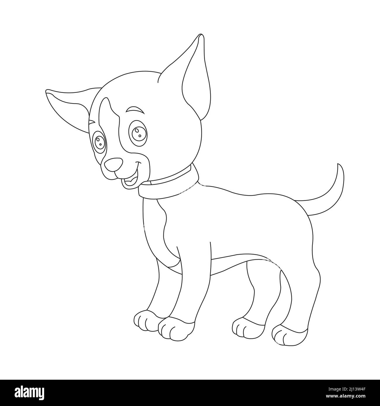Cute puppy dog outline coloring page for kids animal coloring book cartoon vector illustration Stock Vector