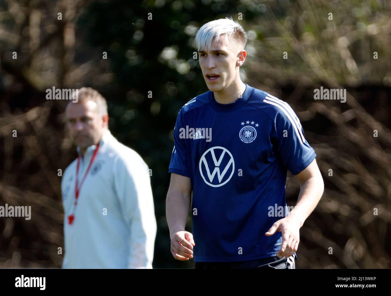 Soccer Football - Germany Training - Eintracht Frankfurt Training Ground,  Frankfurt, Germany - March 22, 2022 Germany's Nico Schlotterbeck during  training REUTERS/Heiko Becker Stock Photo - Alamy