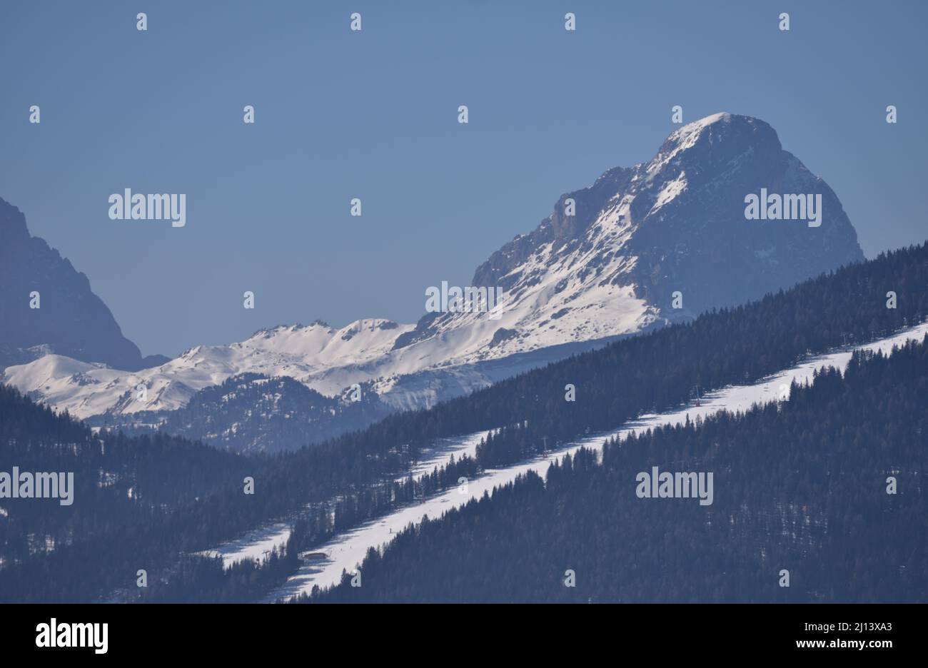 Sass de Putia at Passo delle Erbe, a 2875 meters high Dolomite rock Stock Photo