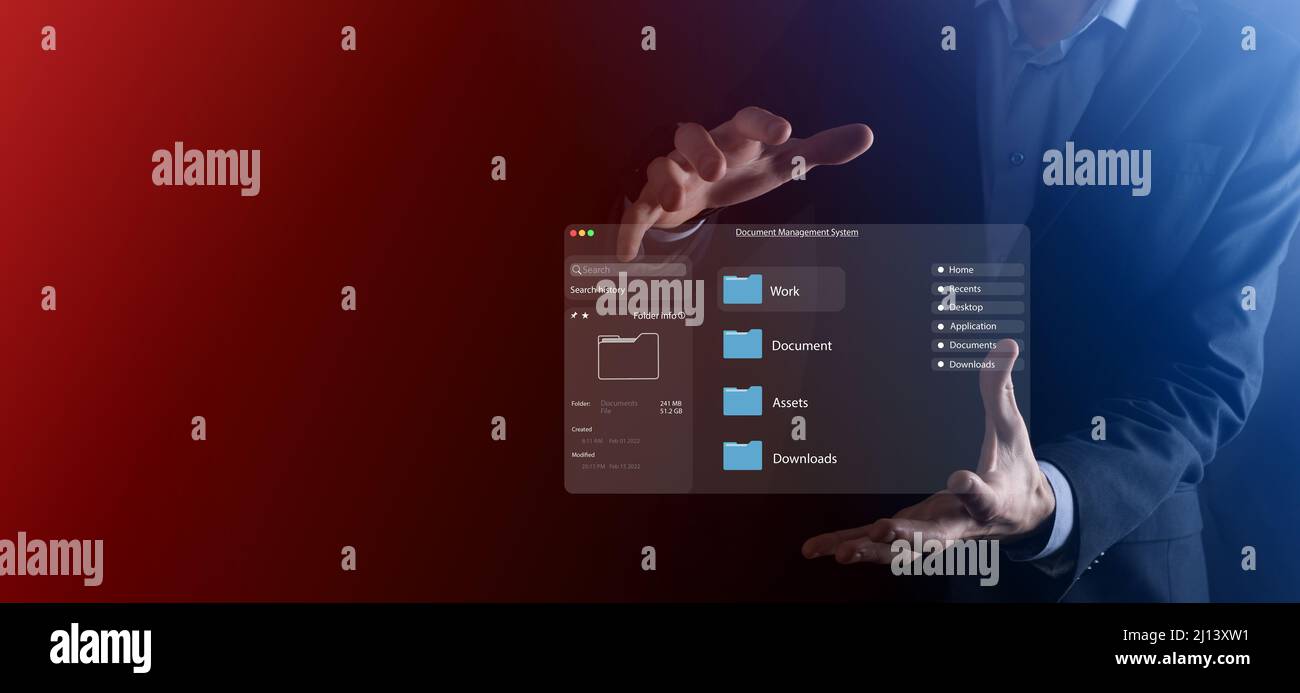 Document management concept. Virtual screen icons Document Management ...