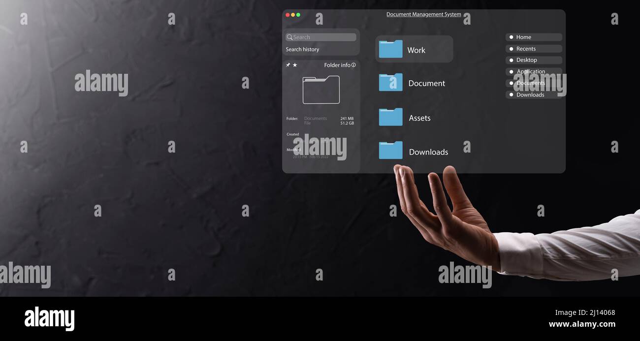 Document management concept. Virtual screen icons Document Management ...