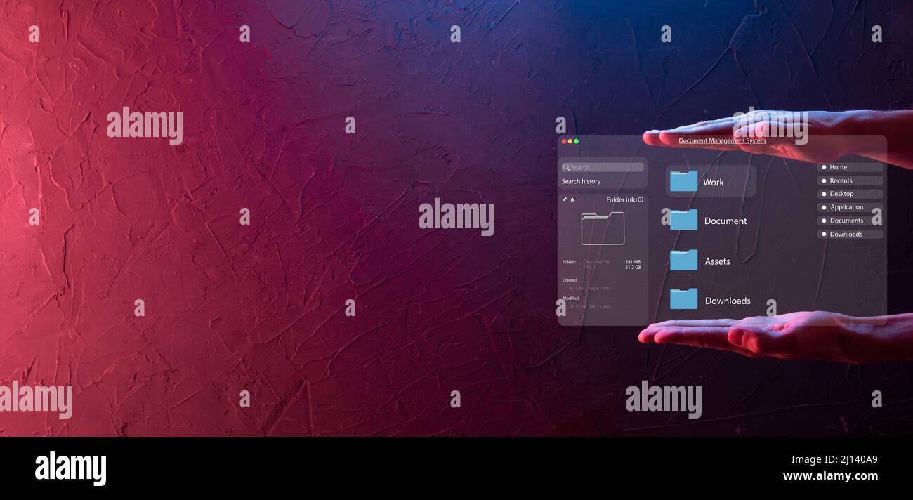Document management concept. Virtual screen icons Document Management ...