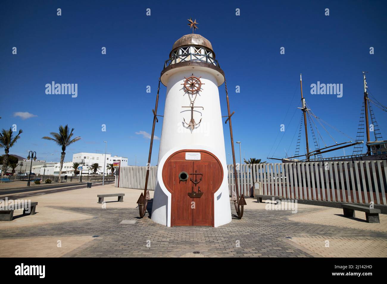 monumento a los martires del mar monument to the martyrs of the sea in the form of a lighthouse arrecife lanzarote canary islands spain dedicated to t Stock Photo