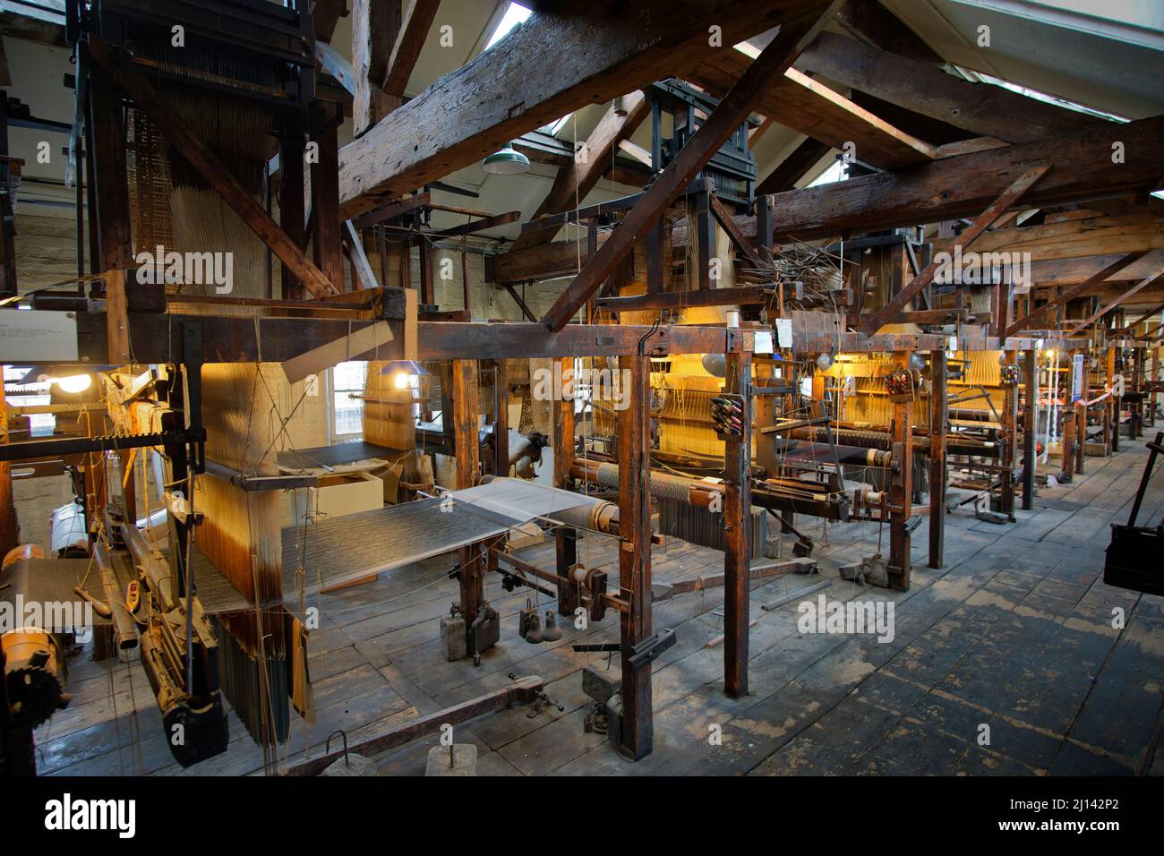 Old Silk Looms at the Paradise Mill in Macclesfield, Cheshire, England. Stock Photo