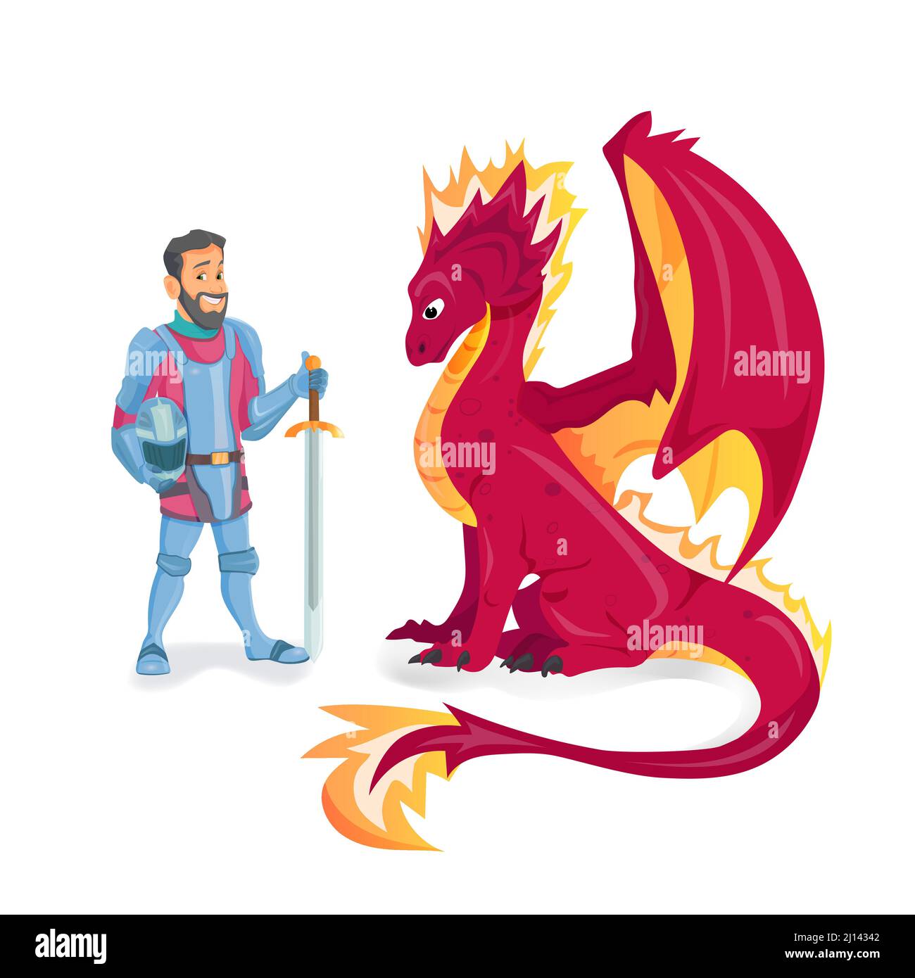 Knight in armor with sword and cute dragon Stock Vector Image & Art - Alamy