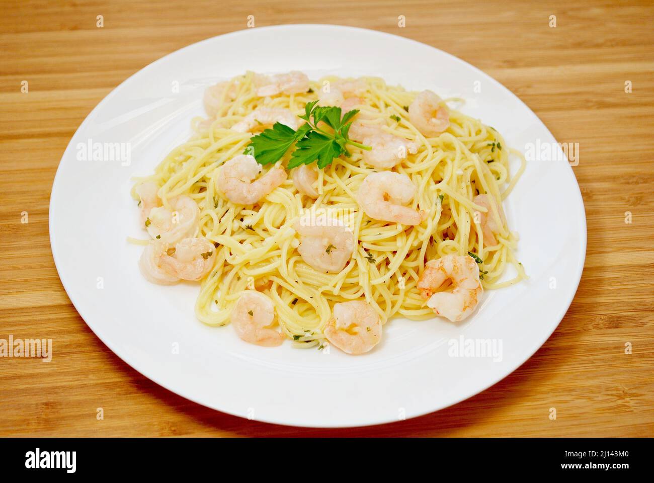 Spaghetti Served with Shrimp Scampi Stock Photo - Alamy