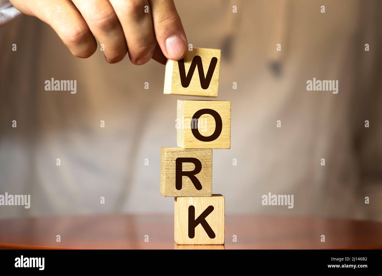 Words Work Hard, Hard Work, made with letter blocks on a white