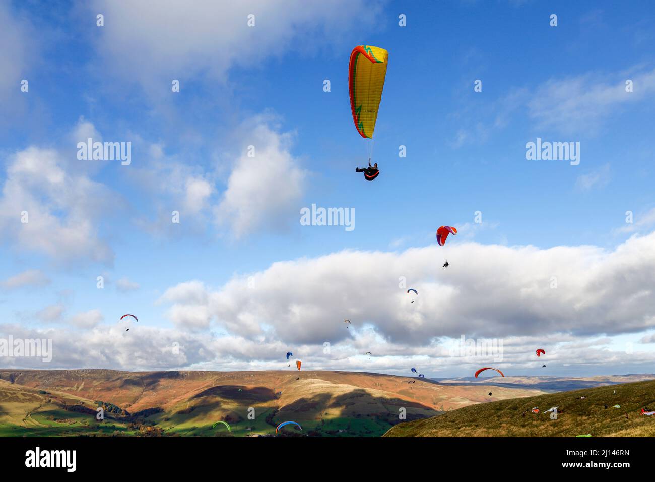 Hang gliding in Derbyshire England UK Stock Photo Alamy