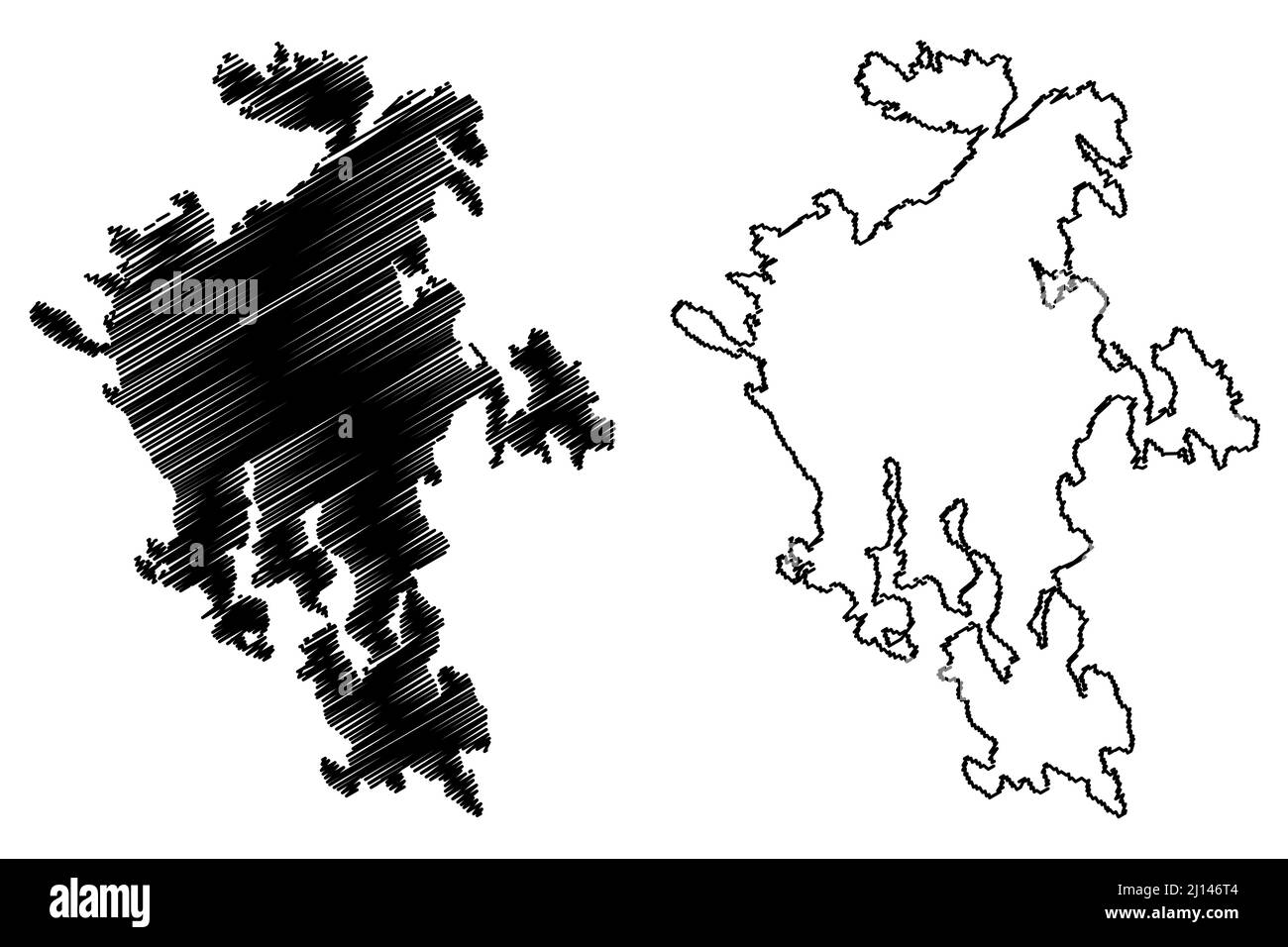 Kaurissalo island (Republic of Finland) map vector illustration, scribble sketch Kaurissalo map Stock Vector
