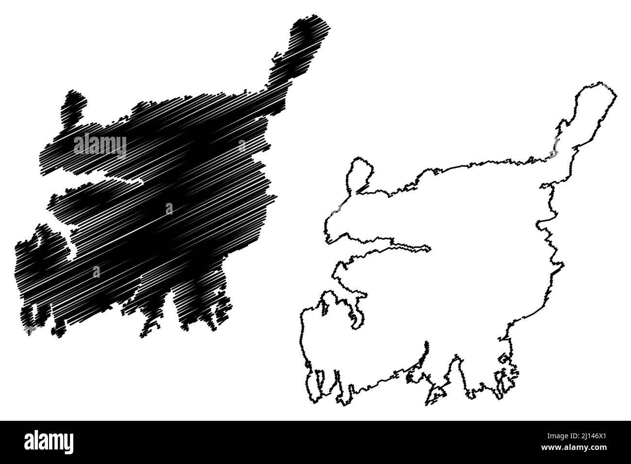 Kimitoon island (Republic of Finland) map vector illustration, scribble sketch Kemionsaari map Stock Vector