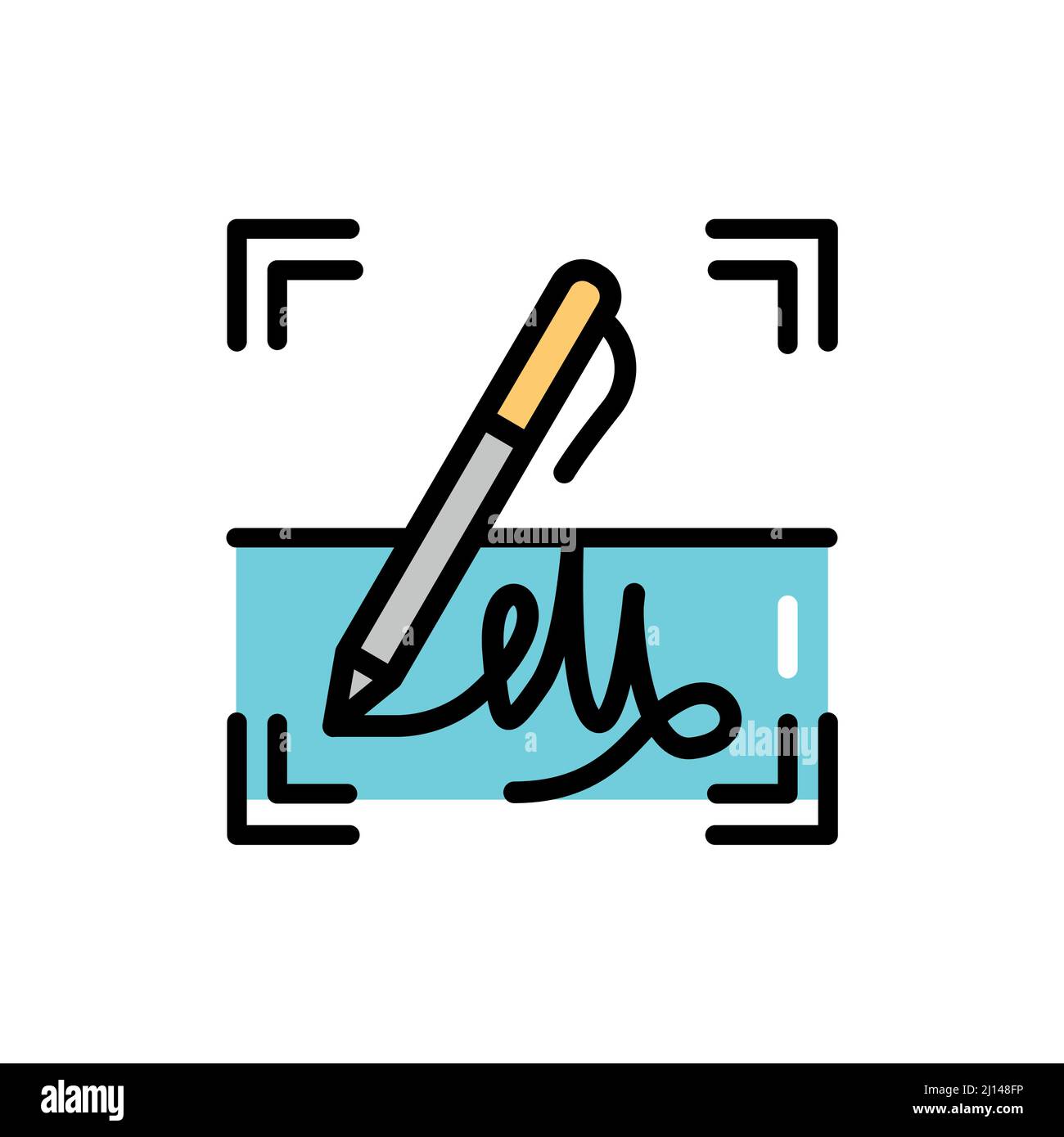 Signature identification olor line icon. ID and verifying person Stock ...
