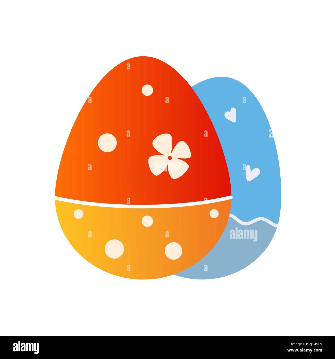 Two easter eggs - modern flat design single isolated object Stock Vector