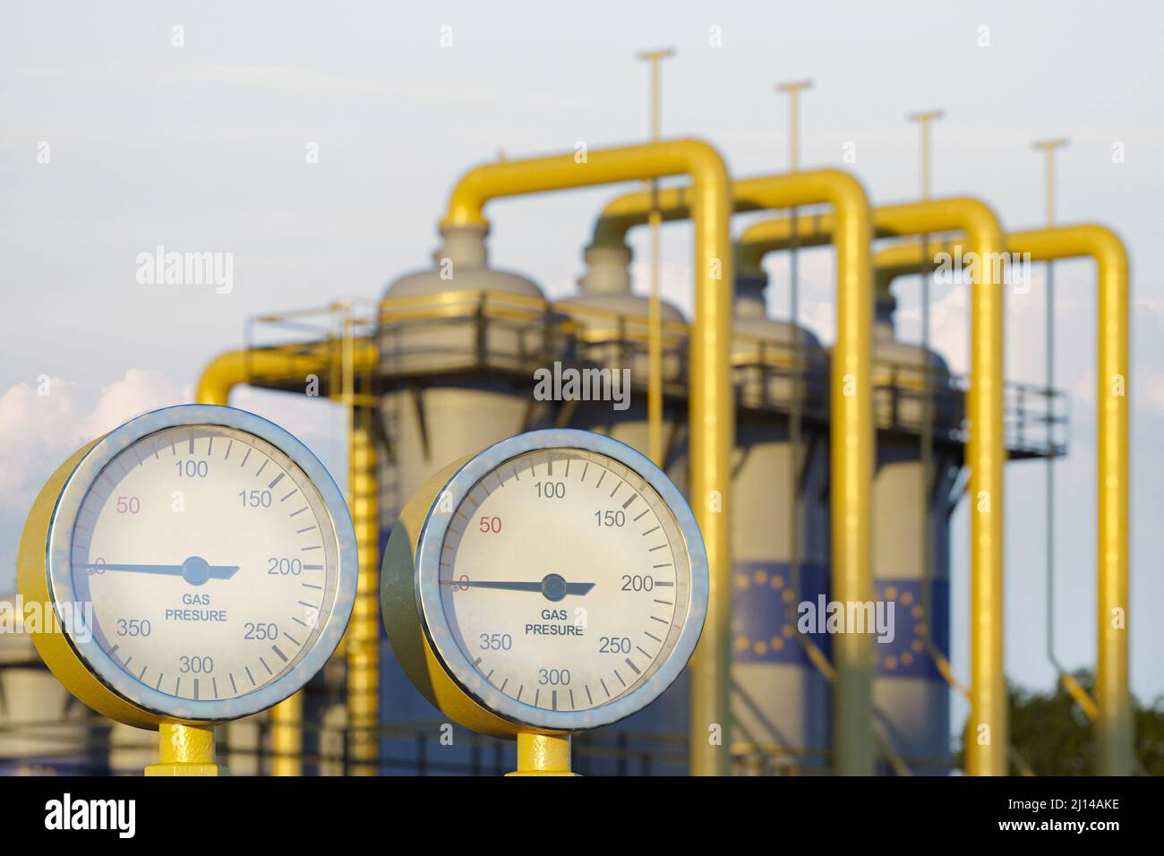 Pressure gauge shows zero gas consumption at a gas plant in Europe Stock Photo Alamy