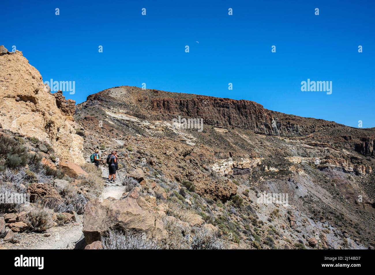 Lunar landscape, volcanic rock rormations on the route to the Guajara mountain in the Las Canadas del Teide national park, Tenerife, Canary Islands, S Stock Photo