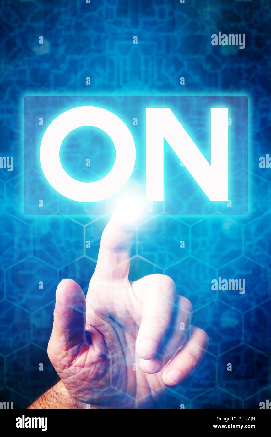 finger switching a button on Stock Photo