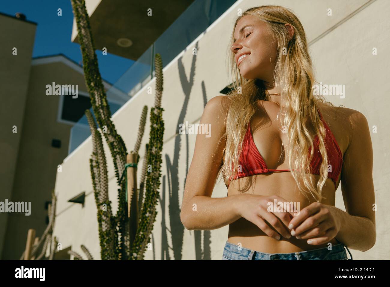 Blond California girl in Los Angeles Stock Photo