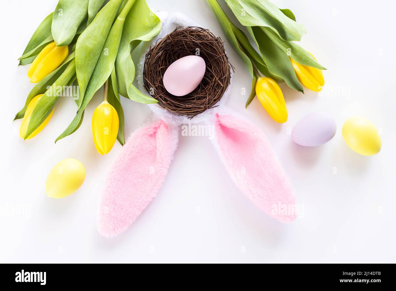 Stylish background with colorful easter eggs isolated on white ...
