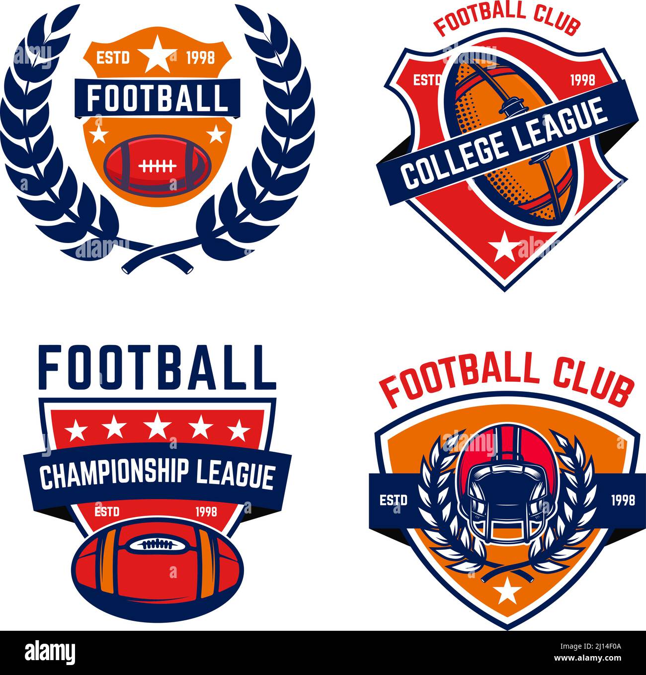Set of american football emblems. Design element for poster, t shirt