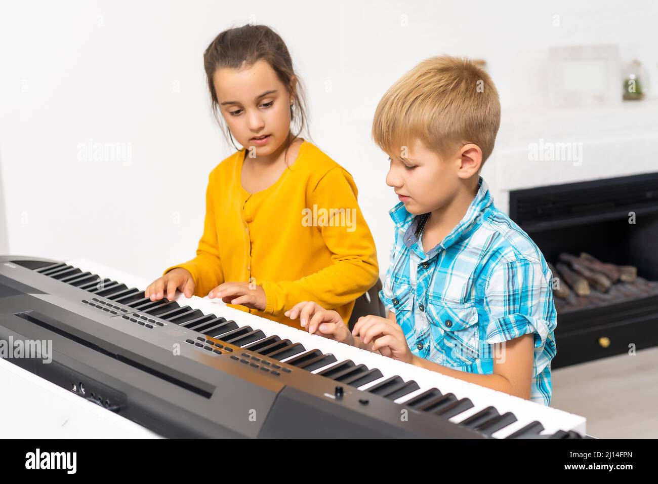 synthesizer, kids have activity at home. Hobby Stock Photo Alamy