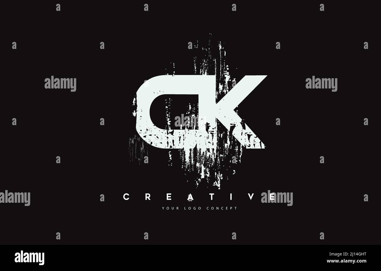 CK C K Grunge Brush Letter Logo Design in White Colors. Creative Brush ...