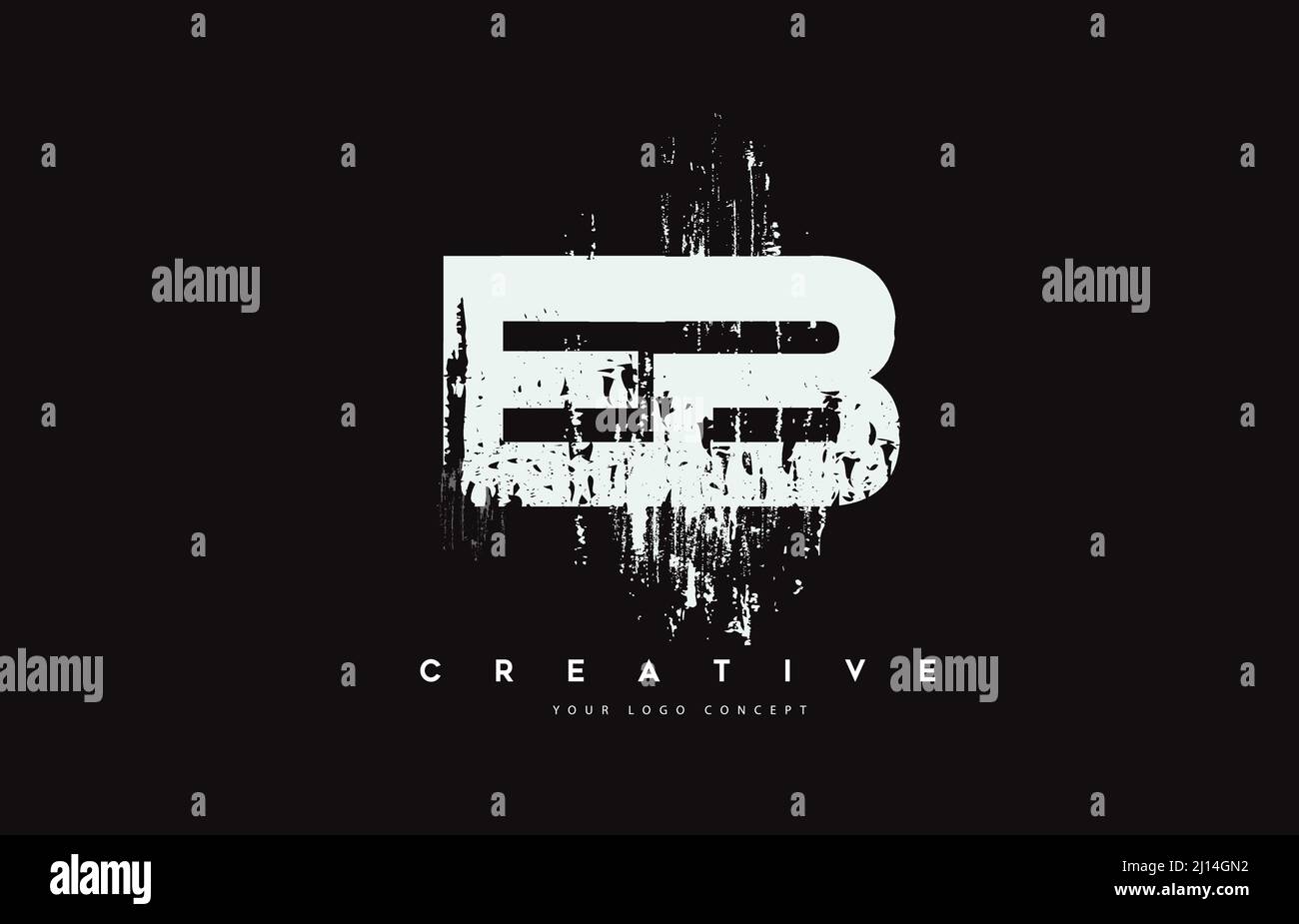 EB E B Grunge Brush Letter Logo Design in White Colors. Creative Brush ...