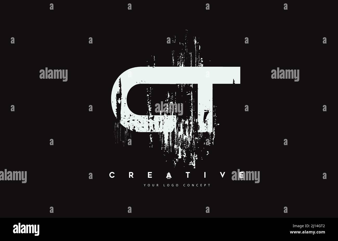 Ct Lettering CT C T Grunge Brush Letter Logo Design in White Colors. Creative Brush ...