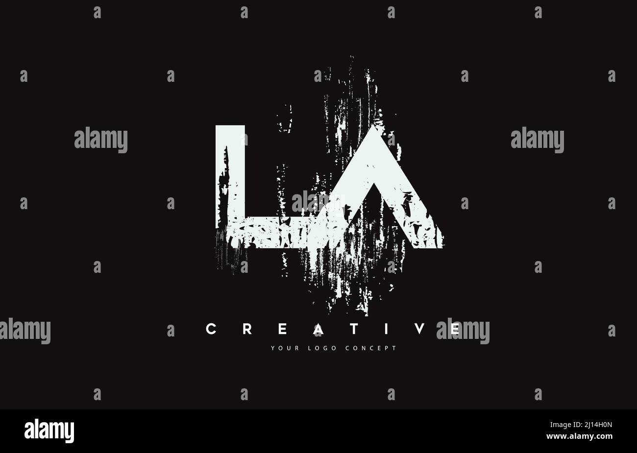 LA L A Grunge Brush Letter Logo Design in White Colors. Creative Brush ...
