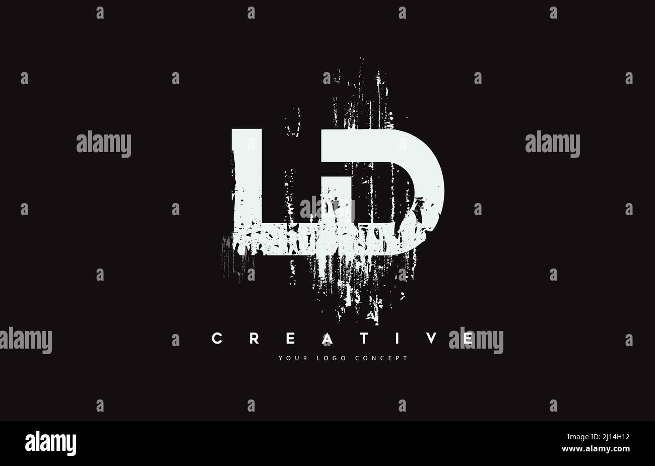 LD L D Grunge Brush Letter Logo Design in White Colors. Creative Brush ...
