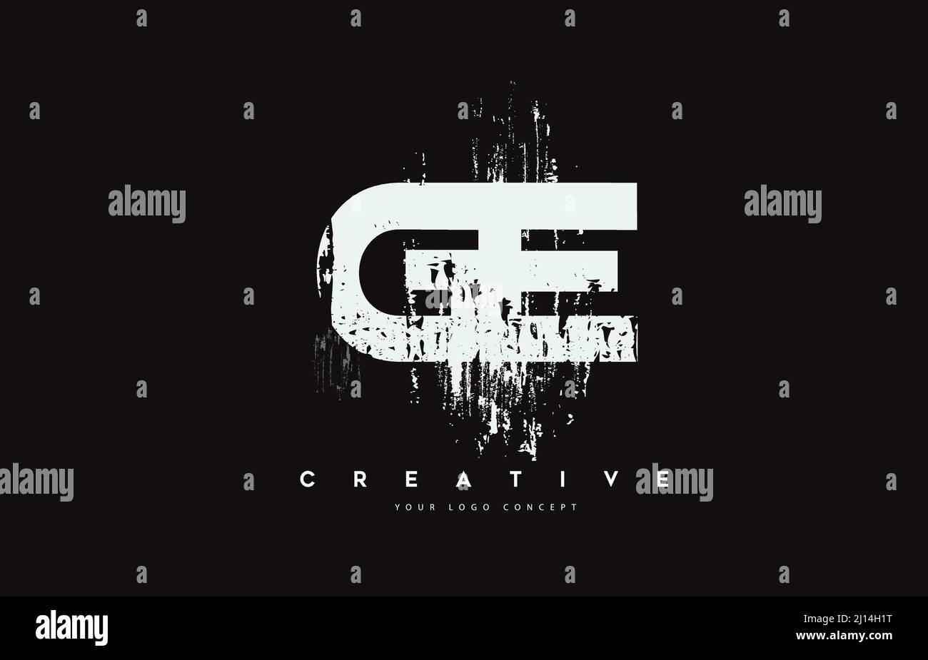 GE G E Grunge Brush Letter Logo Design in White Colors. Creative Brush ...