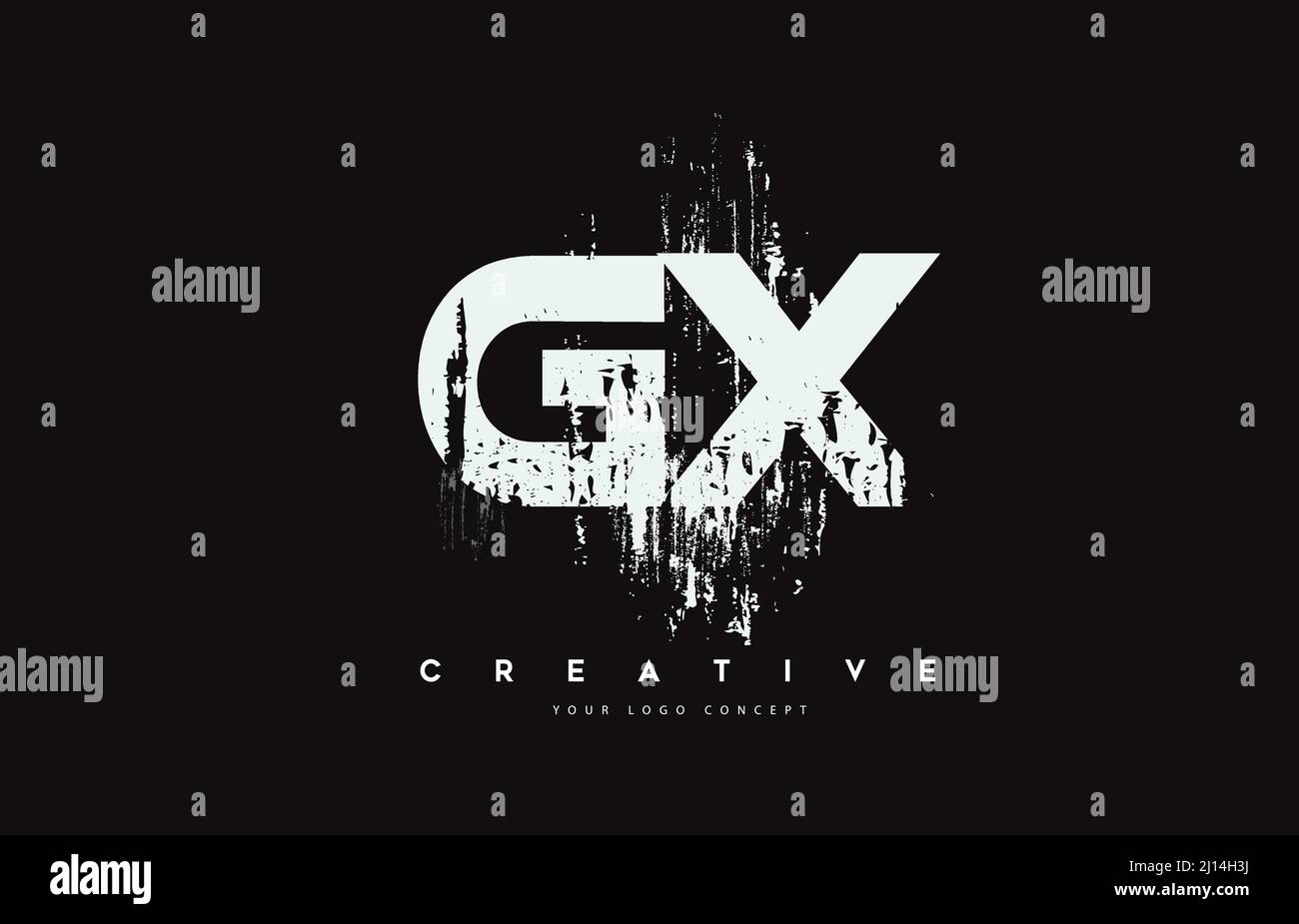 GX G X Grunge Brush Letter Logo Design in White Colors. Creative Brush ...