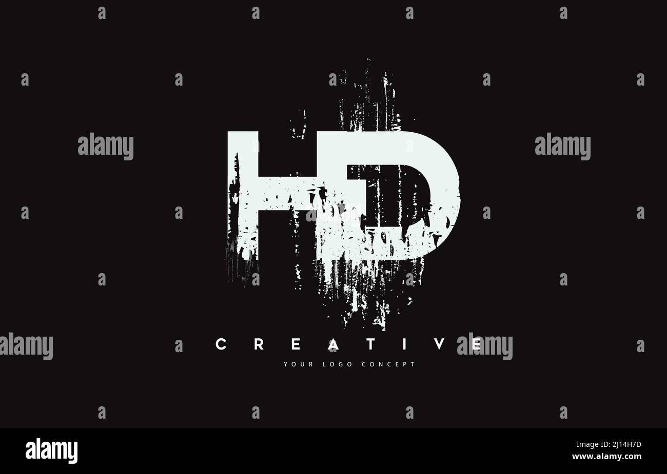 HD H D Grunge Brush Letter Logo Design in White Colors. Creative Brush ...