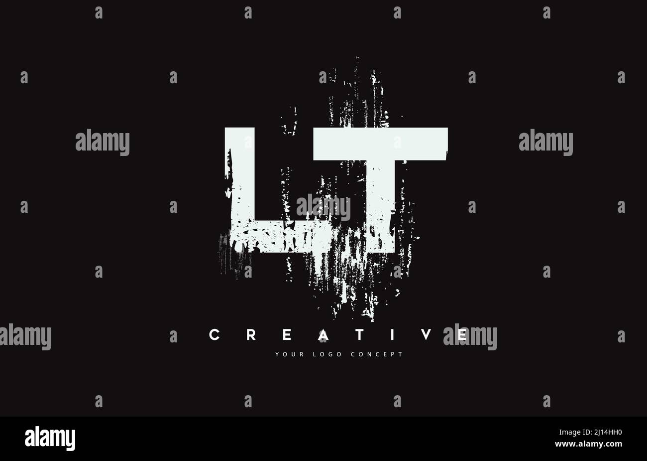 LT L T Grunge Brush Letter Logo Design in White Colors. Creative Brush ...