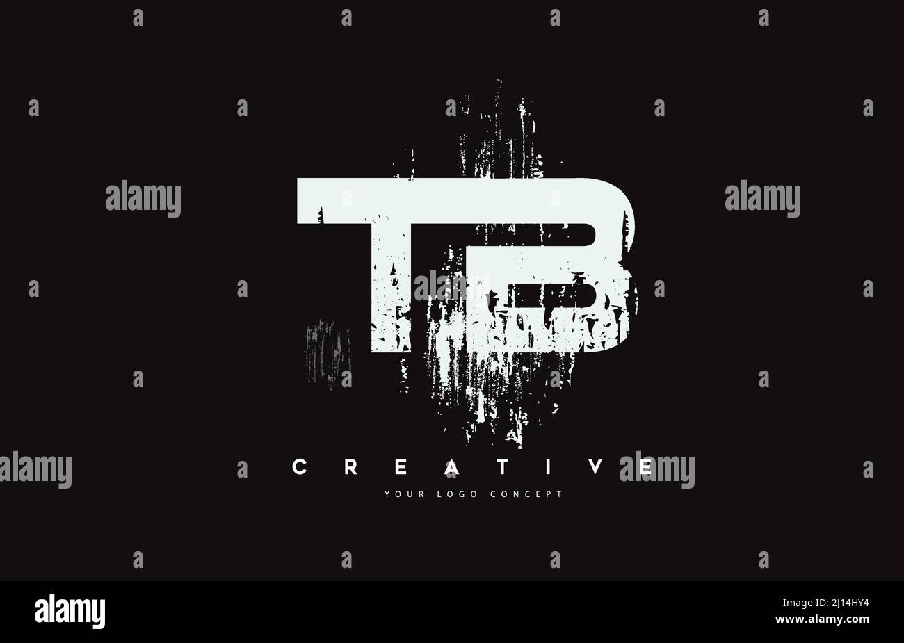 TB T B Grunge Brush Letter Logo Design in White Colors. Creative Brush ...