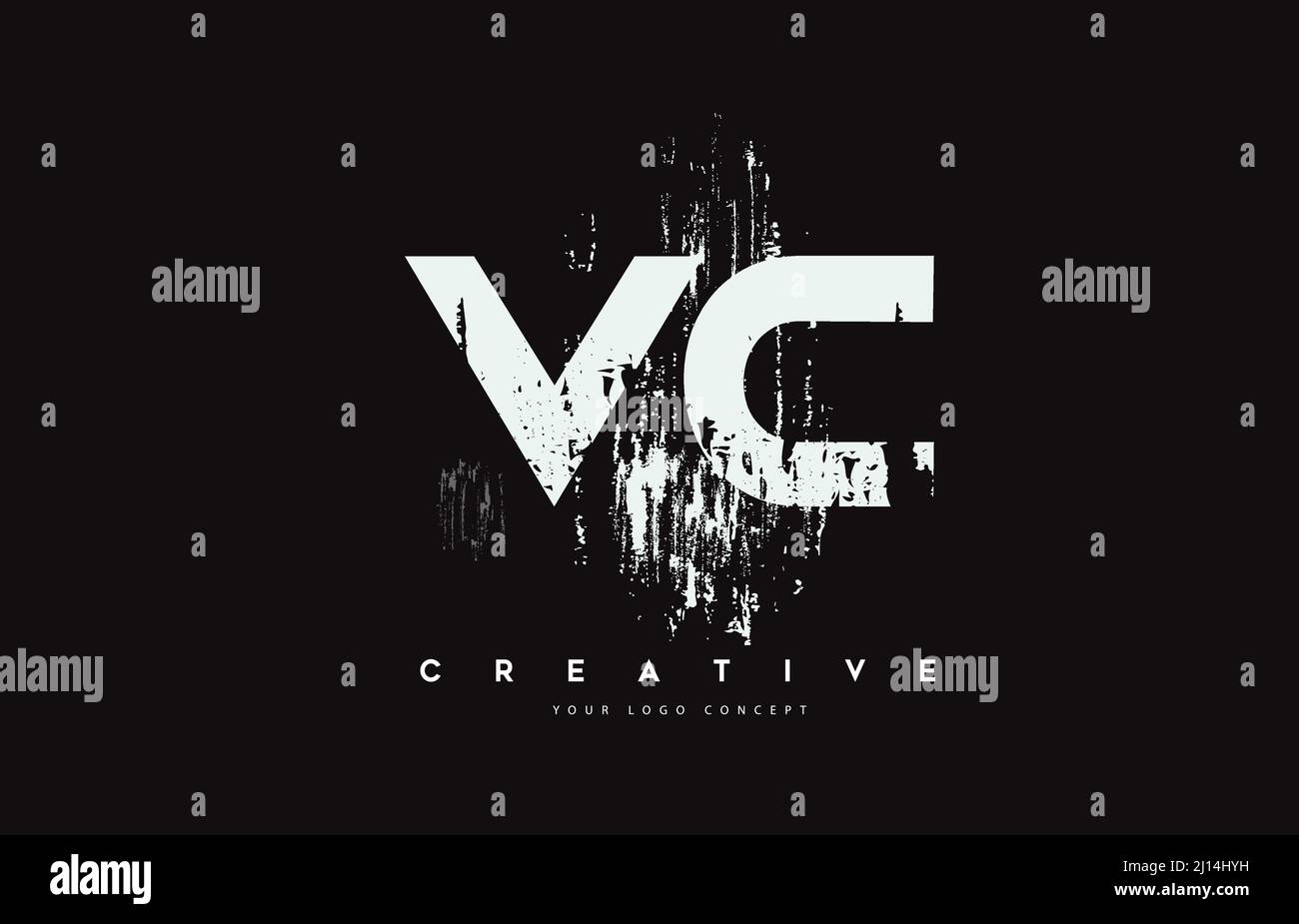 VC V C Grunge Brush Letter Logo Design in White Colors. Creative Brush ...