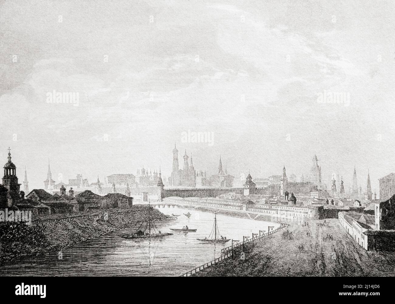 The Kremlin, Moscow. 19th century steel engraving by del Cadolle, Lemaitre direxit and Lalaisse. Stock Photo