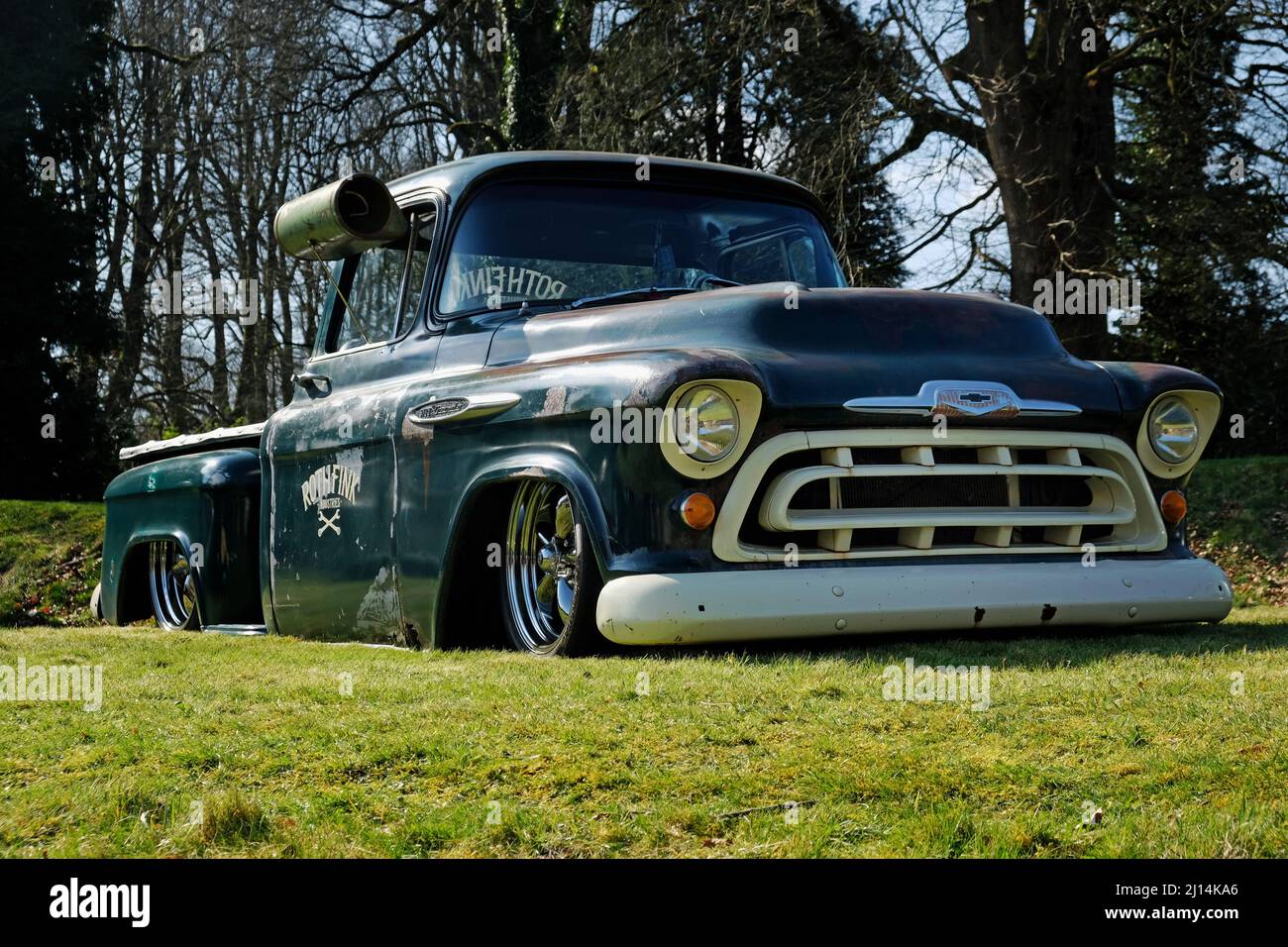 Chevrolet pickup at Cars on the Green, Downside, Somerset, England Stock Photo