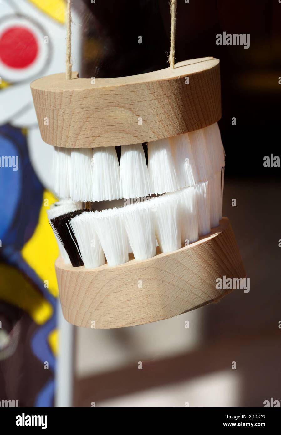 Cleaning brushes in the form of a set of teeth Stock Photo