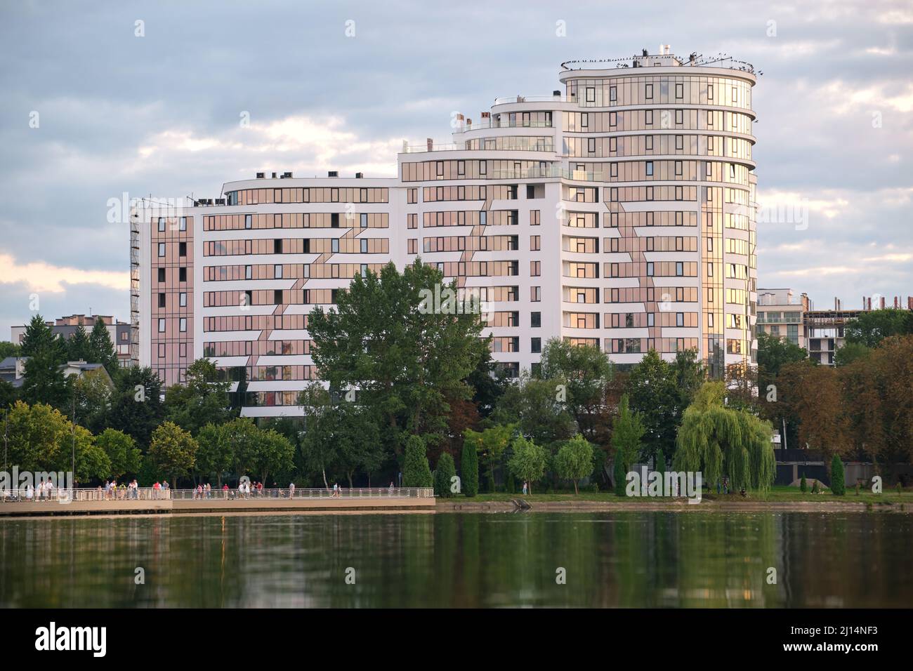 Picture of High rise residential apartment building in city residential area. Real ...