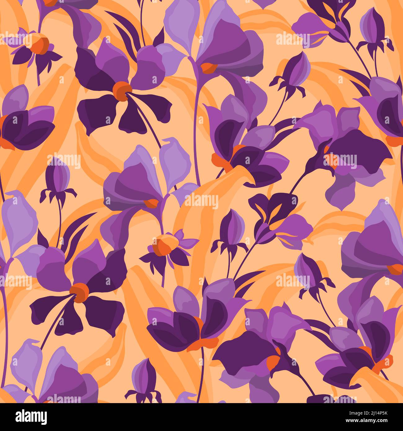 Primary-floral motif of lilac orange and black colours main image 1