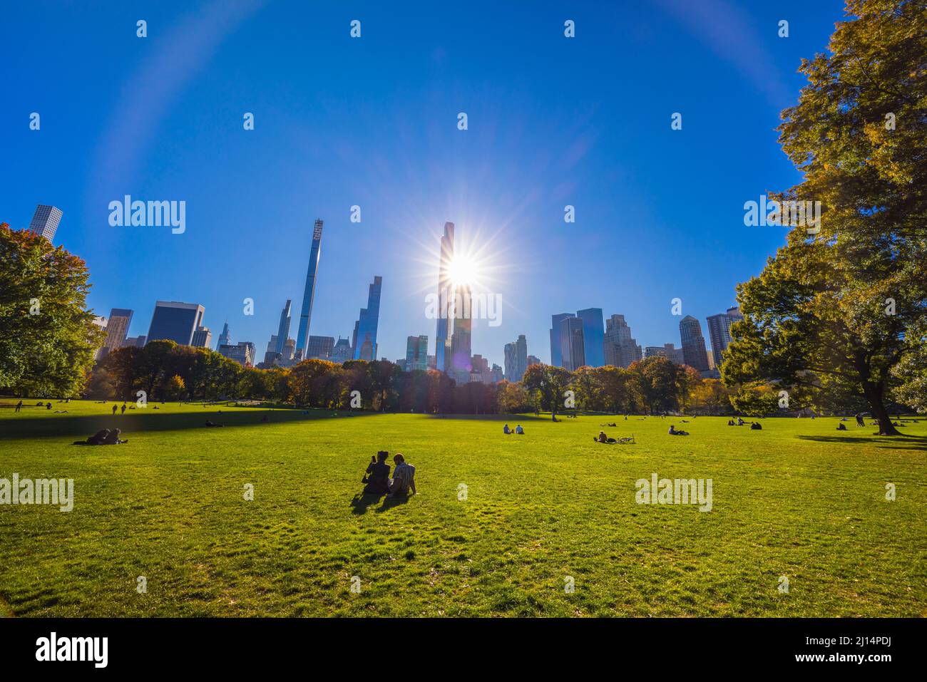 Autumn leaf color trees glow in Central Park NYC 2021 Stock Photo Alamy