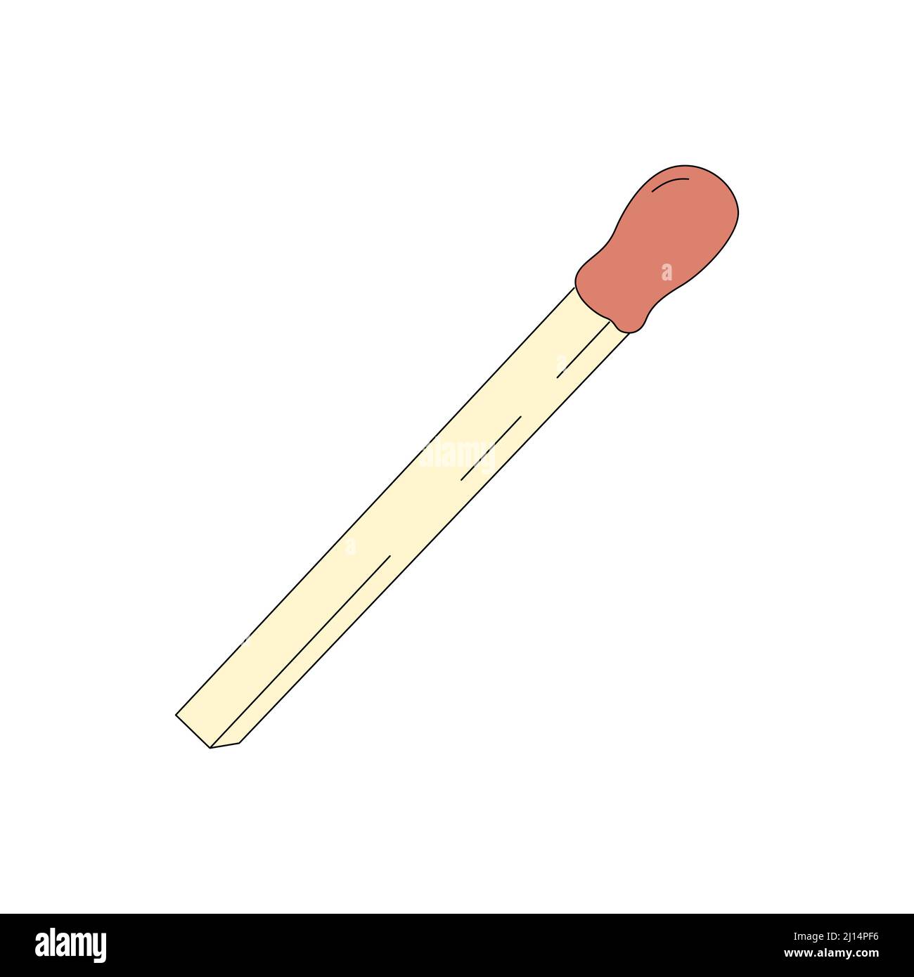 Vector illustration of a matchstick isolated on white background. Fire source for grill, barbecue, or bonfire Stock Vector